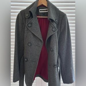 Kristen Blake 100% wool pea coat - charcoal gray
